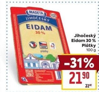 Sýr Eidam Jihočeský 30% Madeta