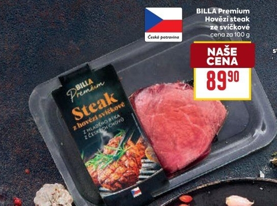 Hovězí steak ze svíčkové Billa Premium