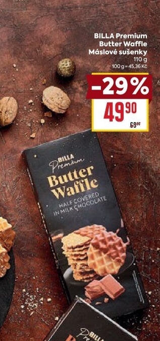 Sušenky máslové waffle Billa Premium