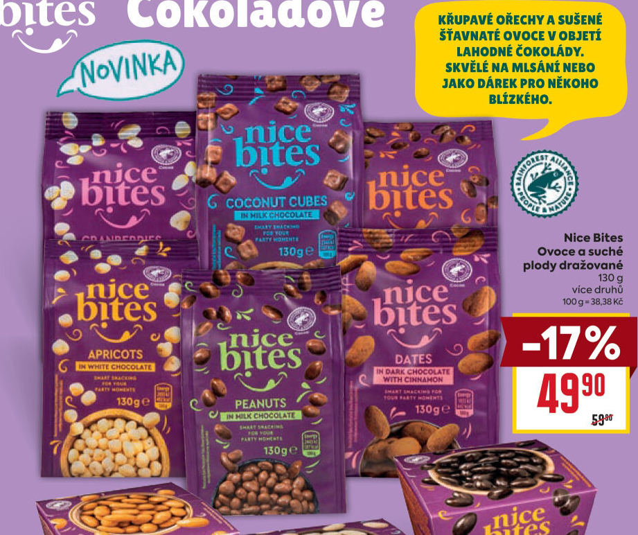 Ovoce a sušené plody dražované Nice Bites
