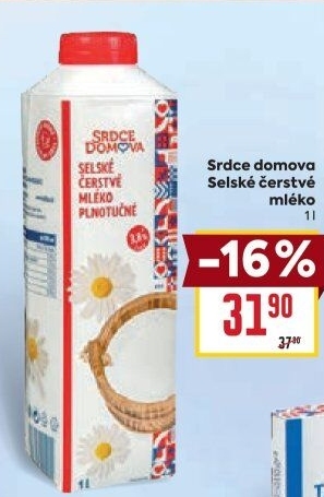 Mléko čerstvé selské Srdce Domova