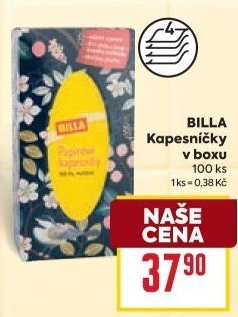 Kapesníčky papírové 4vrstvé Billa - box