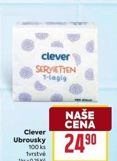 Papírové ubrousky 1vrstvé Clever