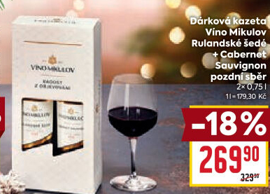 Víno Rulandské šedé + Cabernet Sauvignon Víno Mikulov pozdní sběr - dárkové balení
