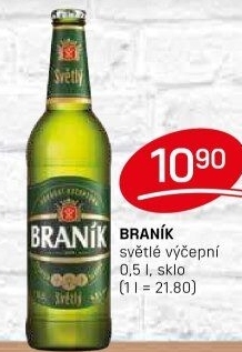 Pivo světlé výčepní 10° Braník