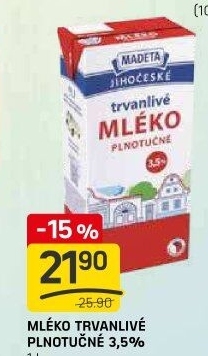 Mléko trvanlivé Jihočeské Madeta - 3,5% plnotučné