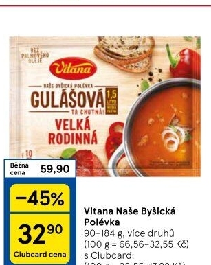 Instantní polévky Naše byšická polévka Vitana