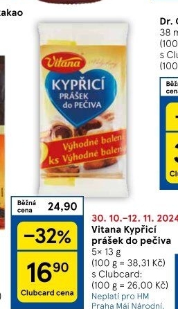 Kypřicí prášek do pečiva Vitana