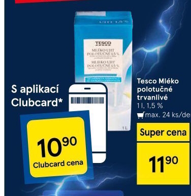 Mléko trvanlivé Tesco - 1,5% polotučné