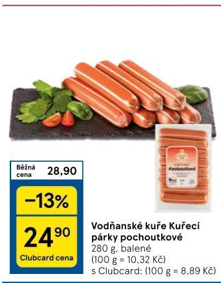 Párky kuřecí pochoutkové Vodňanské kuře