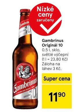 Pivo světlé výčepní Originál 10° Gambrinus