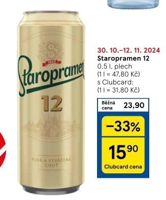 Pivo světlý ležák 12° Staropramen