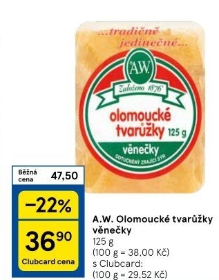 Sýr tvarůžky olomoucké A.W.