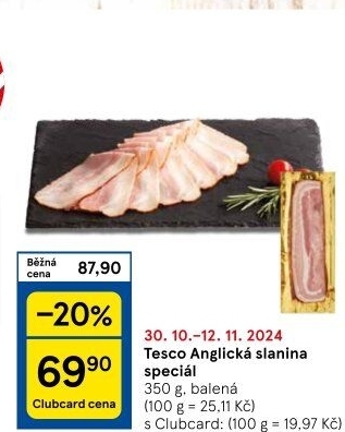 Anglická slanina speciál Tesco
