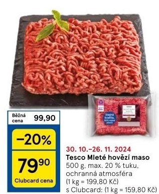 Hovězí mleté maso Tesco