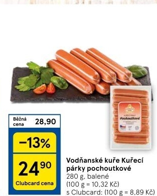 Párky kuřecí pochoutkové Vodňanské kuře