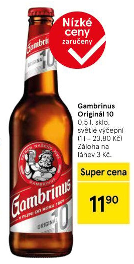 Pivo světlé výčepní Originál 10° Gambrinus