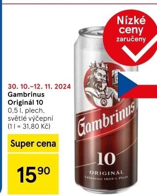Pivo světlé výčepní Originál 10° Gambrinus