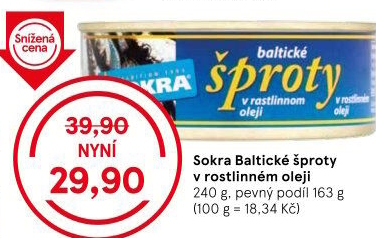 Šproty baltické v oleji Sokra