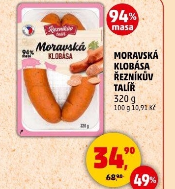 Moravská klobása Řezníkův talíř