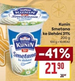 Smetana ke šlehání Mlékárna Kunín 31%