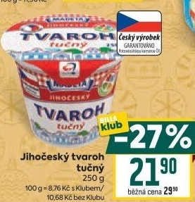 Tvaroh tučný Jihočeský Madeta