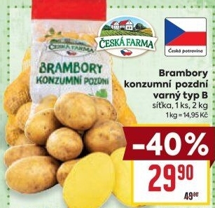 Brambory konzumní pozdní Česká farma