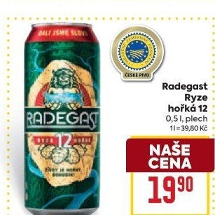 Pivo světlý ležák 12° Ryze hořká Radegast