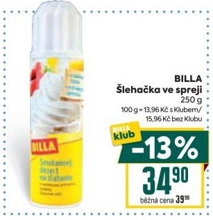 Šlehačka ve spreji Billa