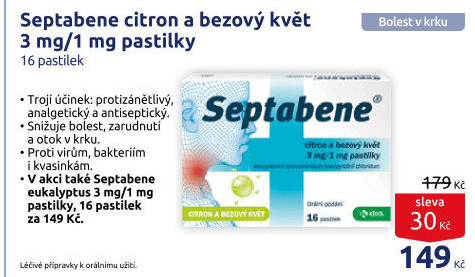 Pastilky proti bolesti v krku Septabene