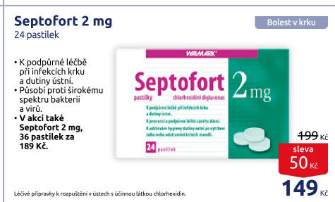 Pastilky proti bolesti v krku Septofort