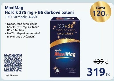 Doplněk stravy Hořčík + B6 MaxiMag Zdrovit - dárkové balení