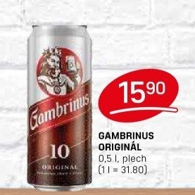 Pivo světlé výčepní Originál 10° Gambrinus