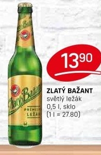 Pivo světlý ležák 12° Zlatý Bažant