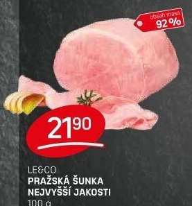 Šunka pražská nejvyšší jakosti LE&amp