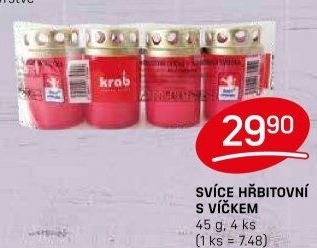 Svíčky hřbitovní s víčkem Krab