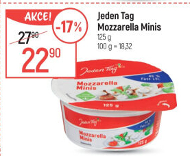 Sýr Mozzarella Minis Jeden Tag