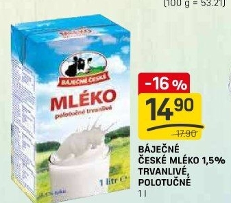 Mléko trvanlivé Báječné české Madeta - 1,5% polotučné