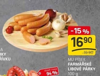 Párky farmářské libové Maso uzeniny Písek