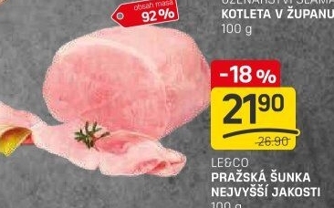 Šunka pražská nejvyšší jakosti LE&amp
