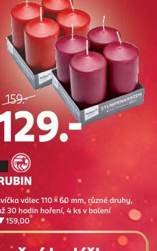 Svíčky válcové Rubin