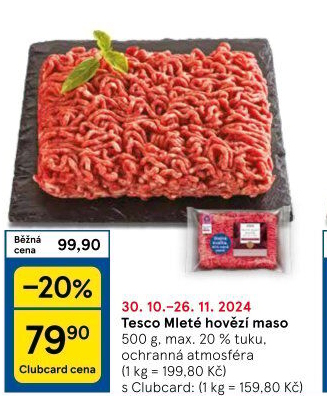 Hovězí mleté maso Tesco