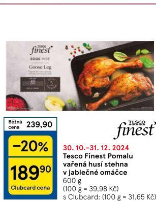 Husí stehno Sous vide Tesco Finest