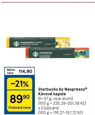 Kapsle Nespresso Starbucks