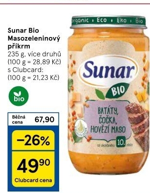 Masozeleninový příkrm bio Sunar