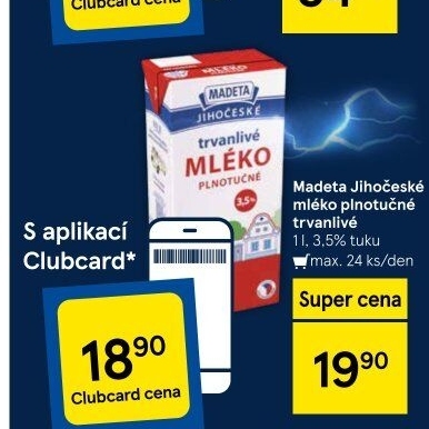 Mléko trvanlivé Jihočeské Madeta - 3,5% plnotučné