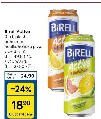 Nealkoholické pivo ochucené Active Birell