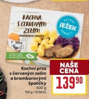 Kachní prsa s červeným zelím a bramborovými špalíčky Ježek