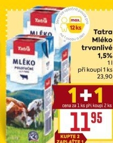 Mléko trvanlivé Tatra - 1,5% polotučné