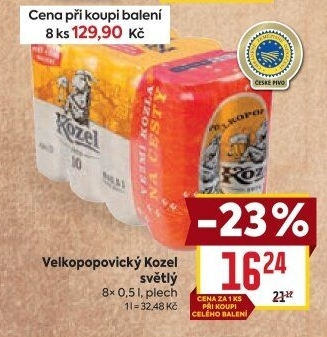 Pivo světlé výčepní 10°Velkopopovický Kozel